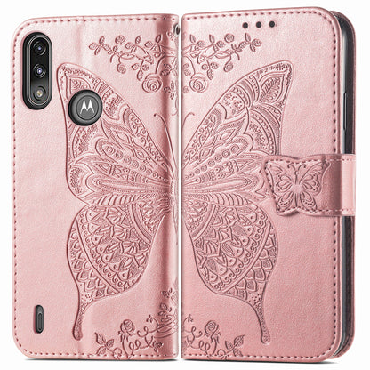 Imprint Big Butterfly Leather Wallet Phone Case Cover for Motorola Moto E7 Power/Moto E7i Power