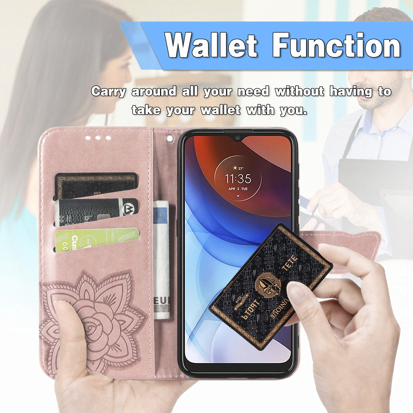 Imprint Big Butterfly Leather Wallet Phone Case Cover for Motorola Moto E7 Power/Moto E7i Power