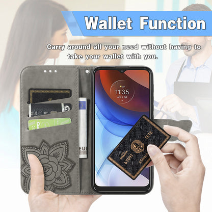 Imprint Big Butterfly Leather Wallet Phone Case Cover for Motorola Moto E7 Power/Moto E7i Power