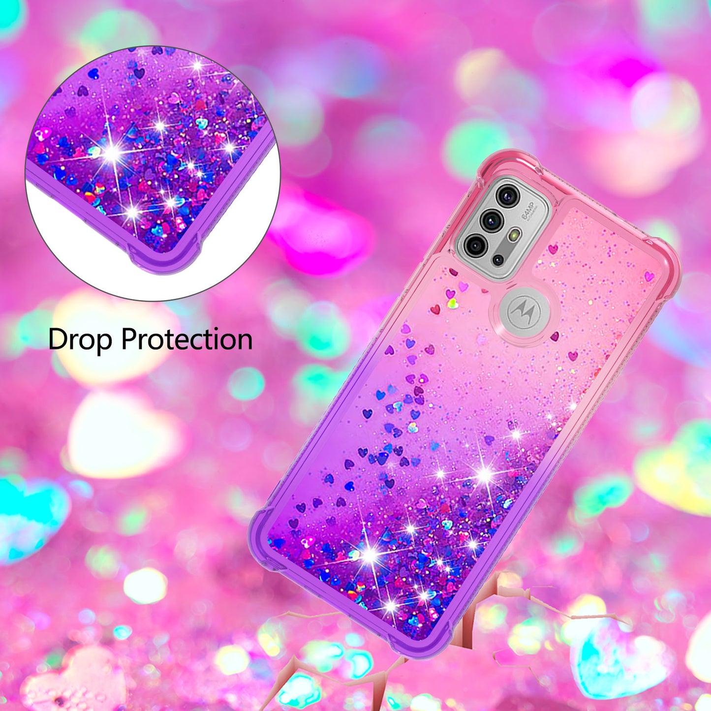 Shockproof Gradient Glitter Sequins Quicksand TPU Phone Case for Motorola Moto G30/G20 / G10