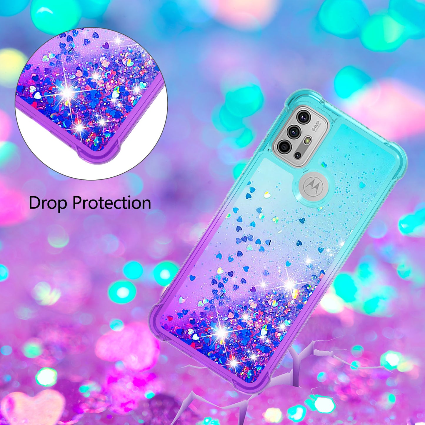 Shockproof Gradient Glitter Sequins Quicksand TPU Phone Case for Motorola Moto G30/G20 / G10