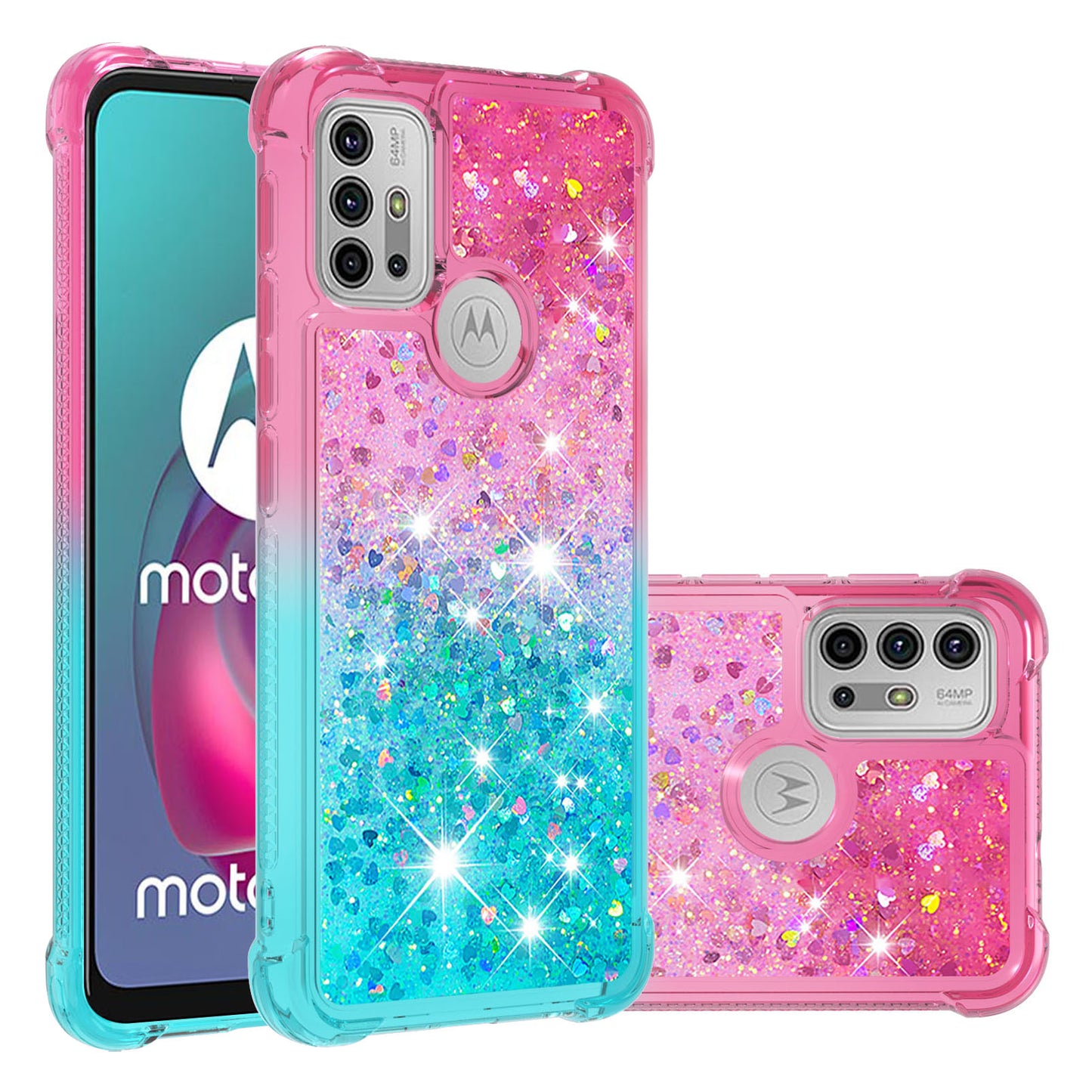 Shockproof Gradient Glitter Sequins Quicksand TPU Phone Case for Motorola Moto G30/G20 / G10