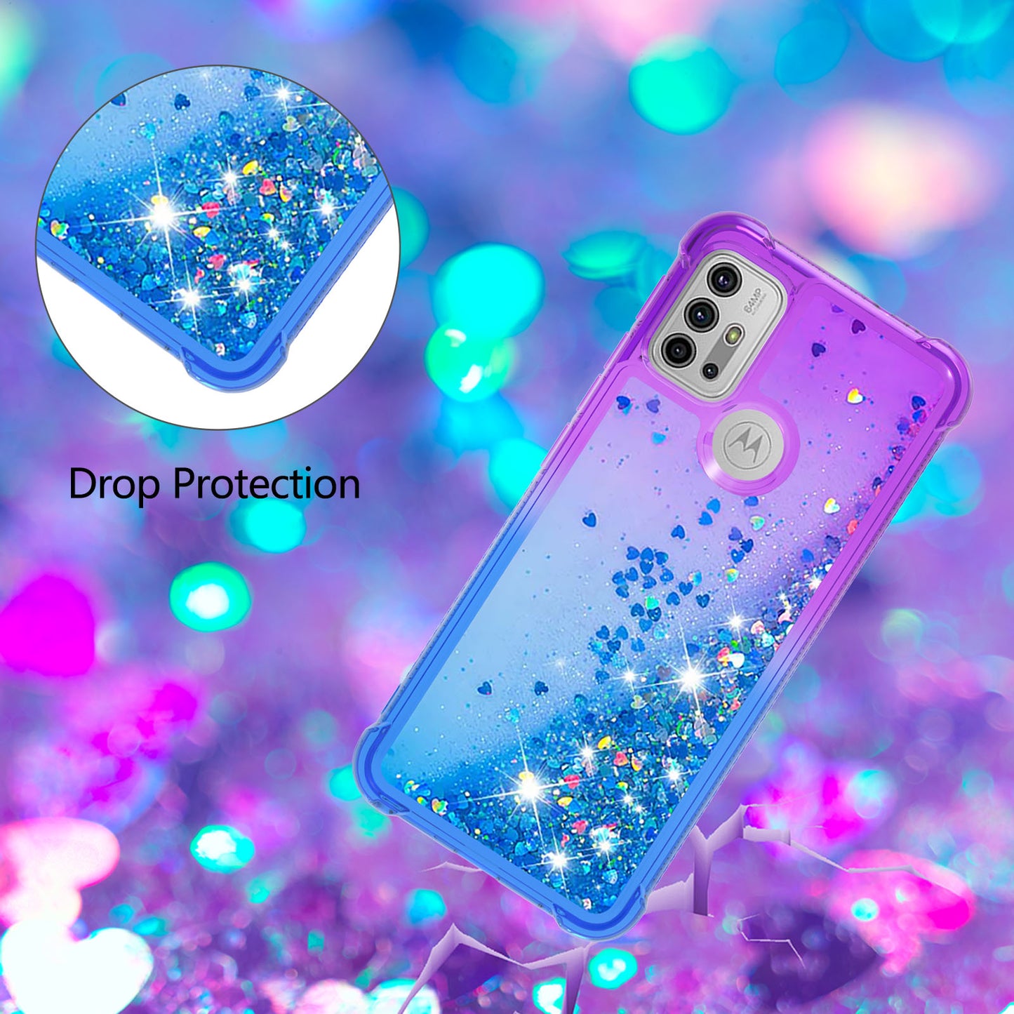 Shockproof Gradient Glitter Sequins Quicksand TPU Phone Case for Motorola Moto G30/G20 / G10