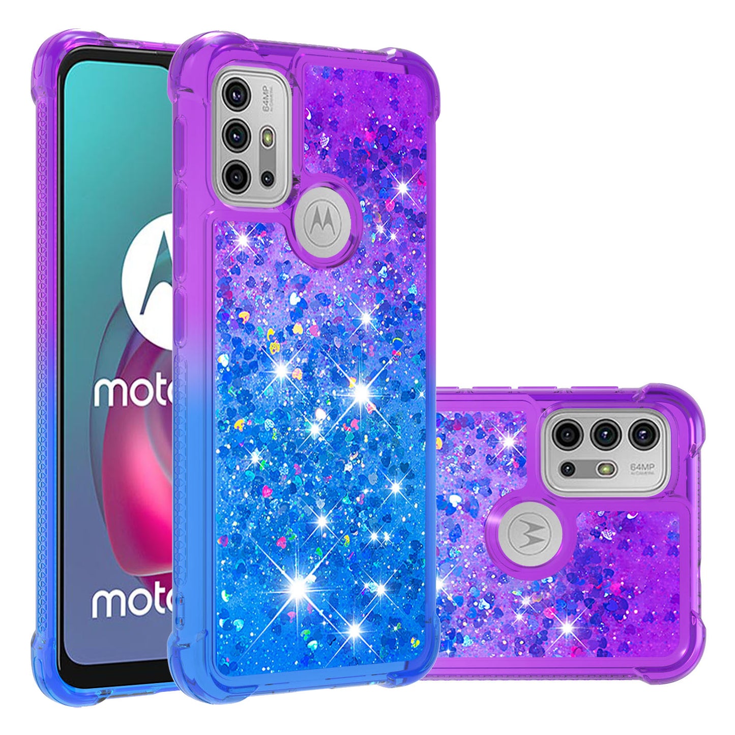 Shockproof Gradient Glitter Sequins Quicksand TPU Phone Case for Motorola Moto G30/G20 / G10