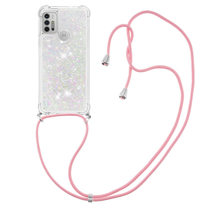 Quicksand Glitter Sequins Powder TPU Mobile Phone Case with Strap for Motorola Moto G30/G20 / G10