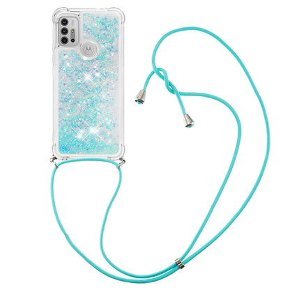 Quicksand Glitter Sequins Powder TPU Mobile Phone Case with Strap for Motorola Moto G30/G20 / G10