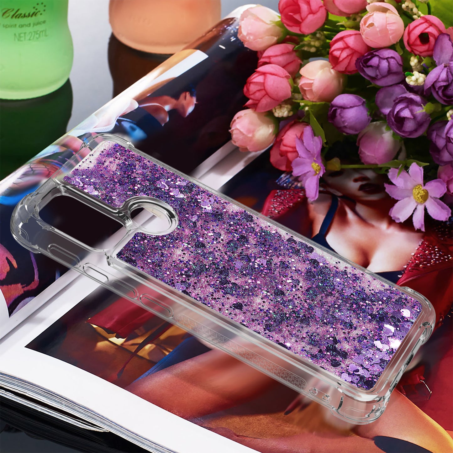 Moving Shiny Quicksand Glitter Reinforced Corners TPU Shell Cover for Motorola Moto G30/G20 /G10