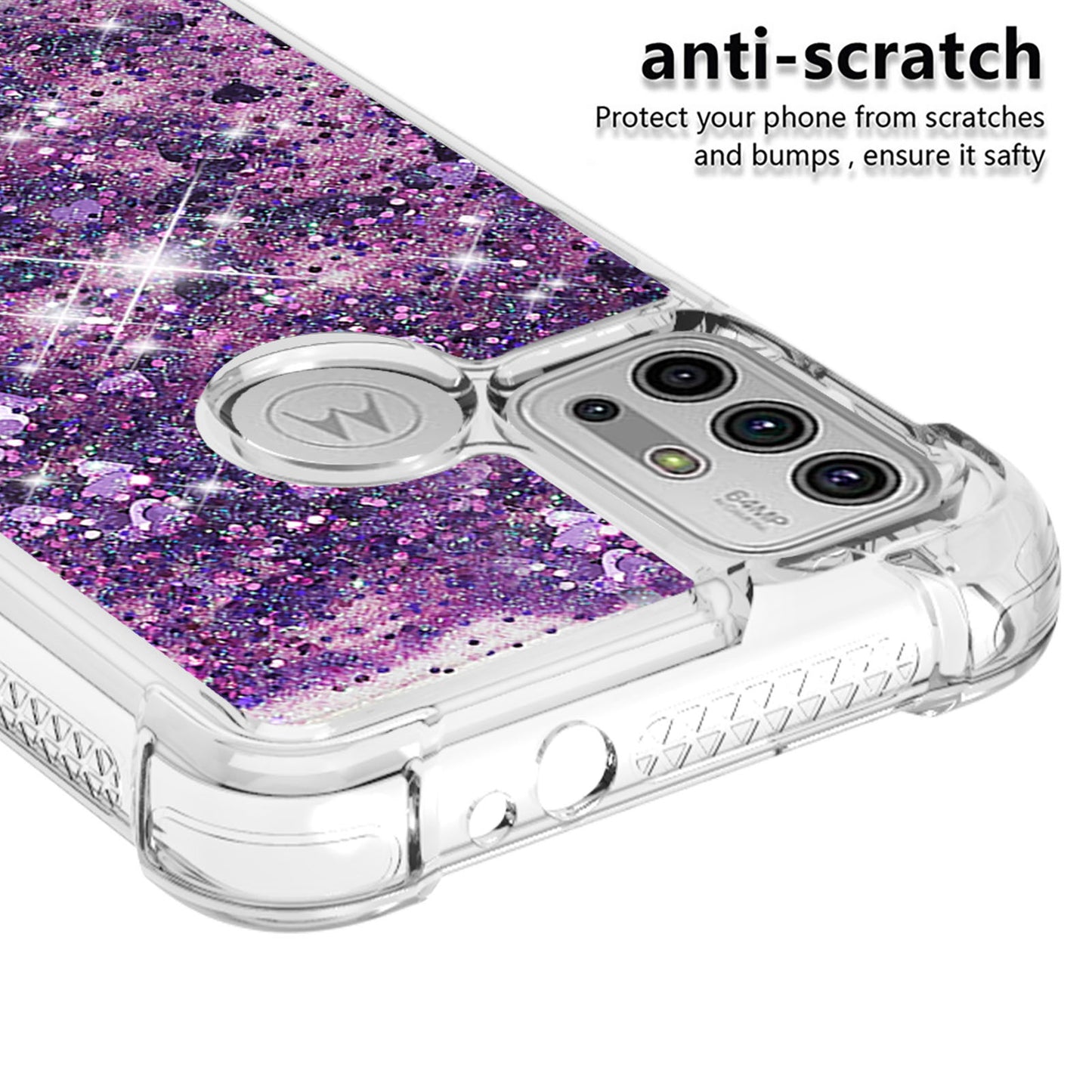 Moving Shiny Quicksand Glitter Reinforced Corners TPU Shell Cover for Motorola Moto G30/G20 /G10