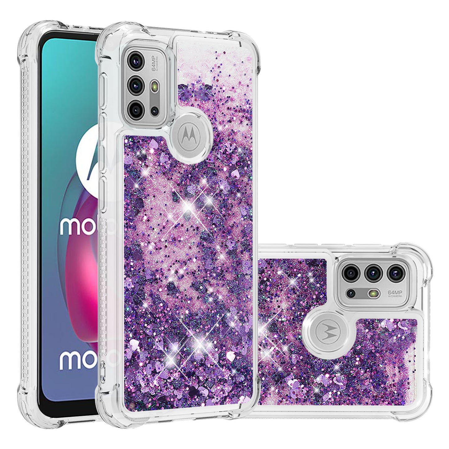 Moving Shiny Quicksand Glitter Reinforced Corners TPU Shell Cover for Motorola Moto G30/G20 /G10