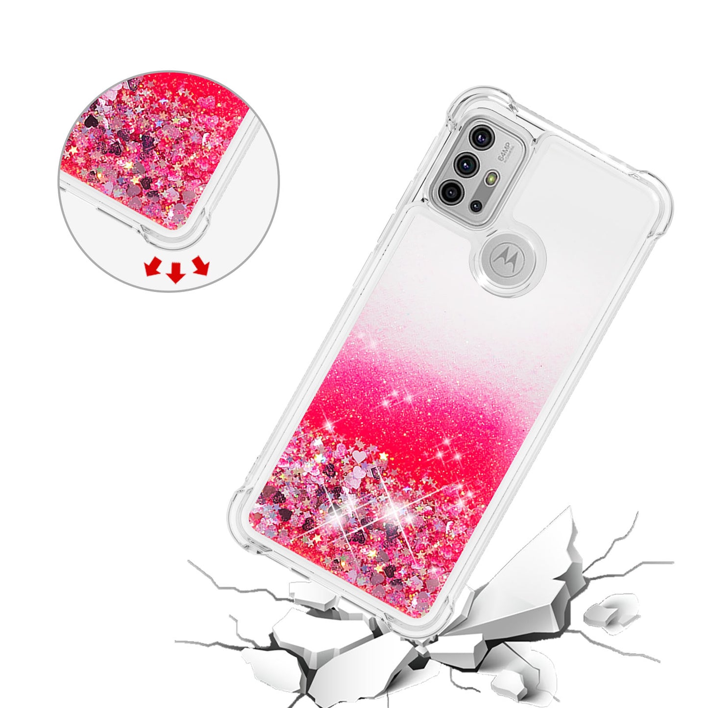 Moving Shiny Quicksand Glitter Reinforced Corners TPU Shell Cover for Motorola Moto G30/G20 /G10