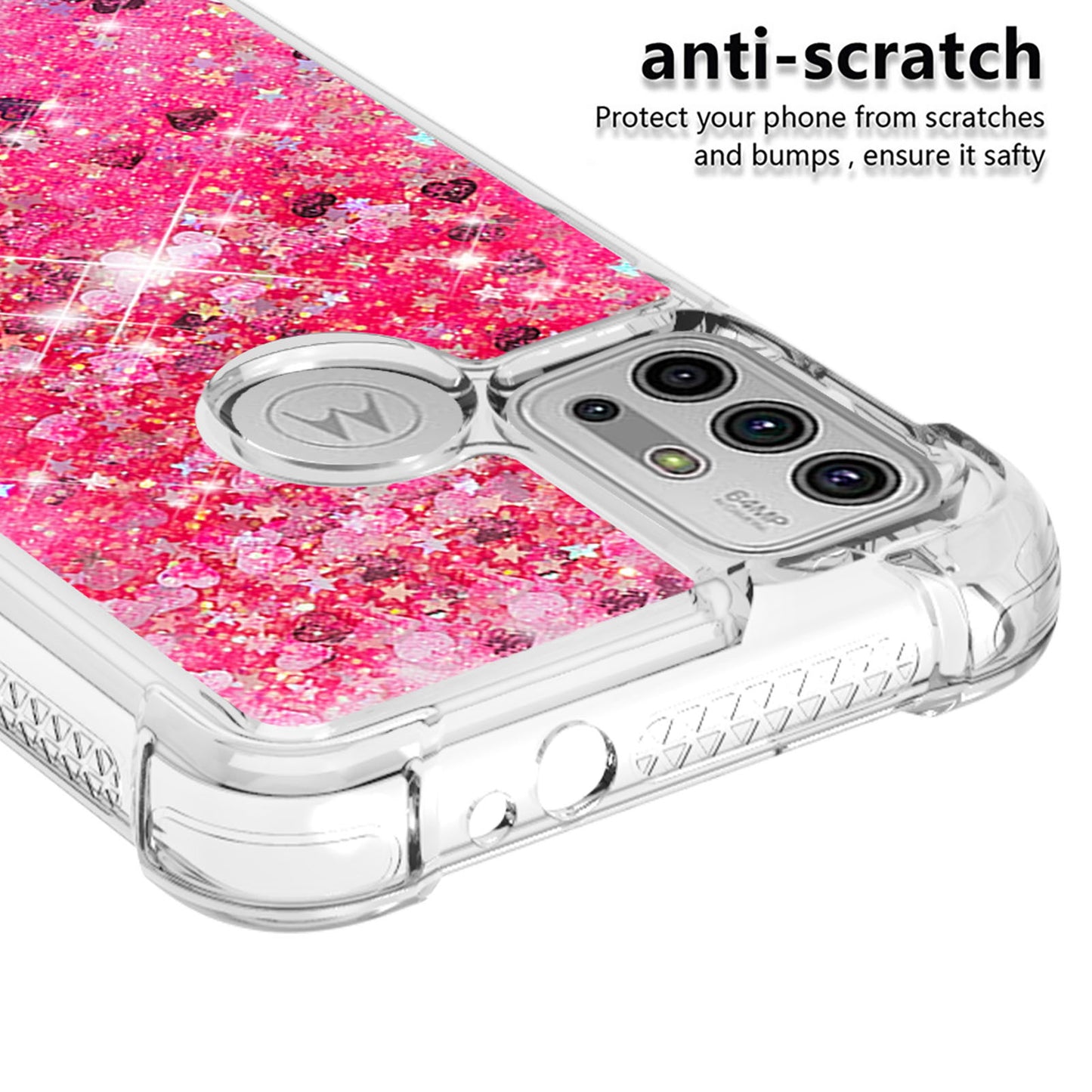 Moving Shiny Quicksand Glitter Reinforced Corners TPU Shell Cover for Motorola Moto G30/G20 /G10