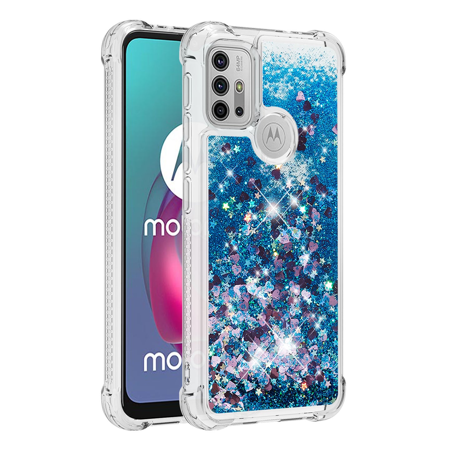 Moving Shiny Quicksand Glitter Reinforced Corners TPU Shell Cover for Motorola Moto G30/G20 /G10