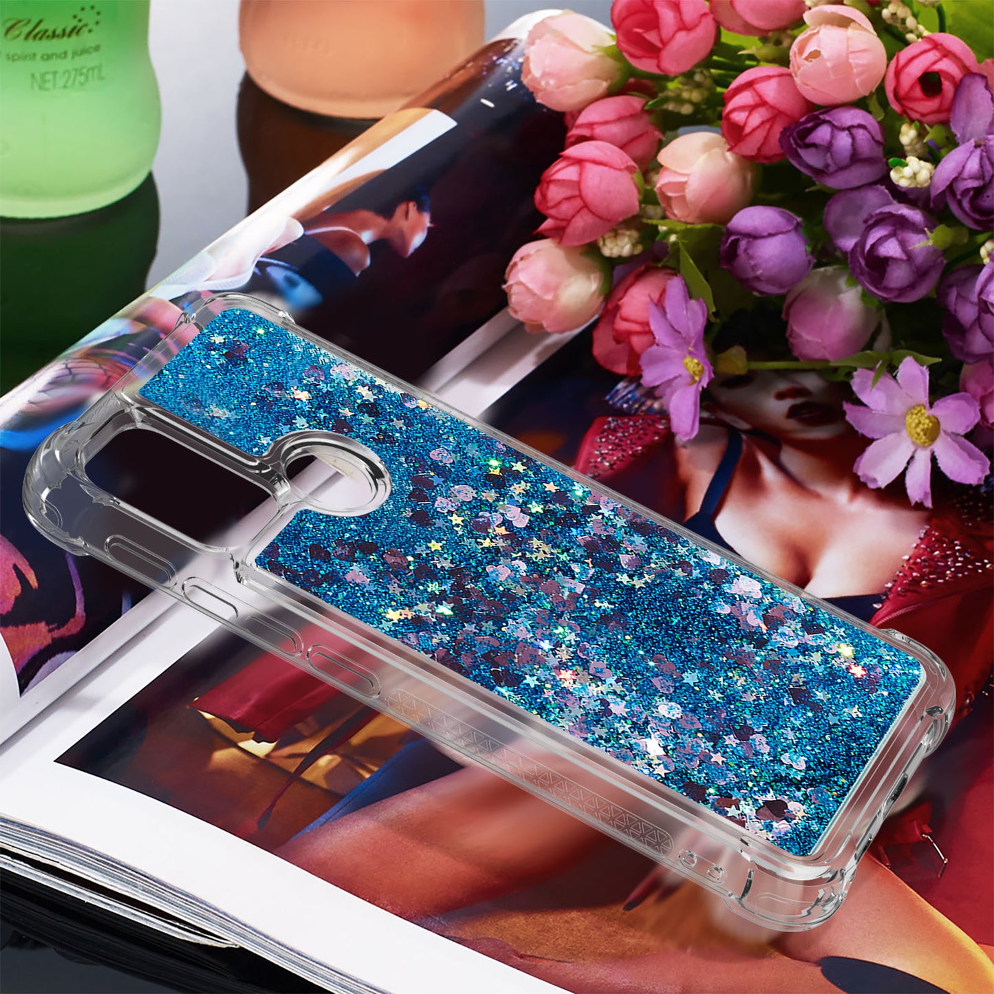 Moving Shiny Quicksand Glitter Reinforced Corners TPU Shell Cover for Motorola Moto G30/G20 /G10