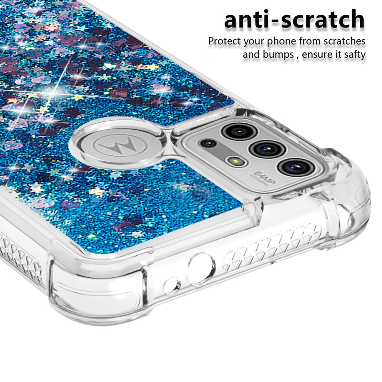 Moving Shiny Quicksand Glitter Reinforced Corners TPU Shell Cover for Motorola Moto G30/G20 /G10