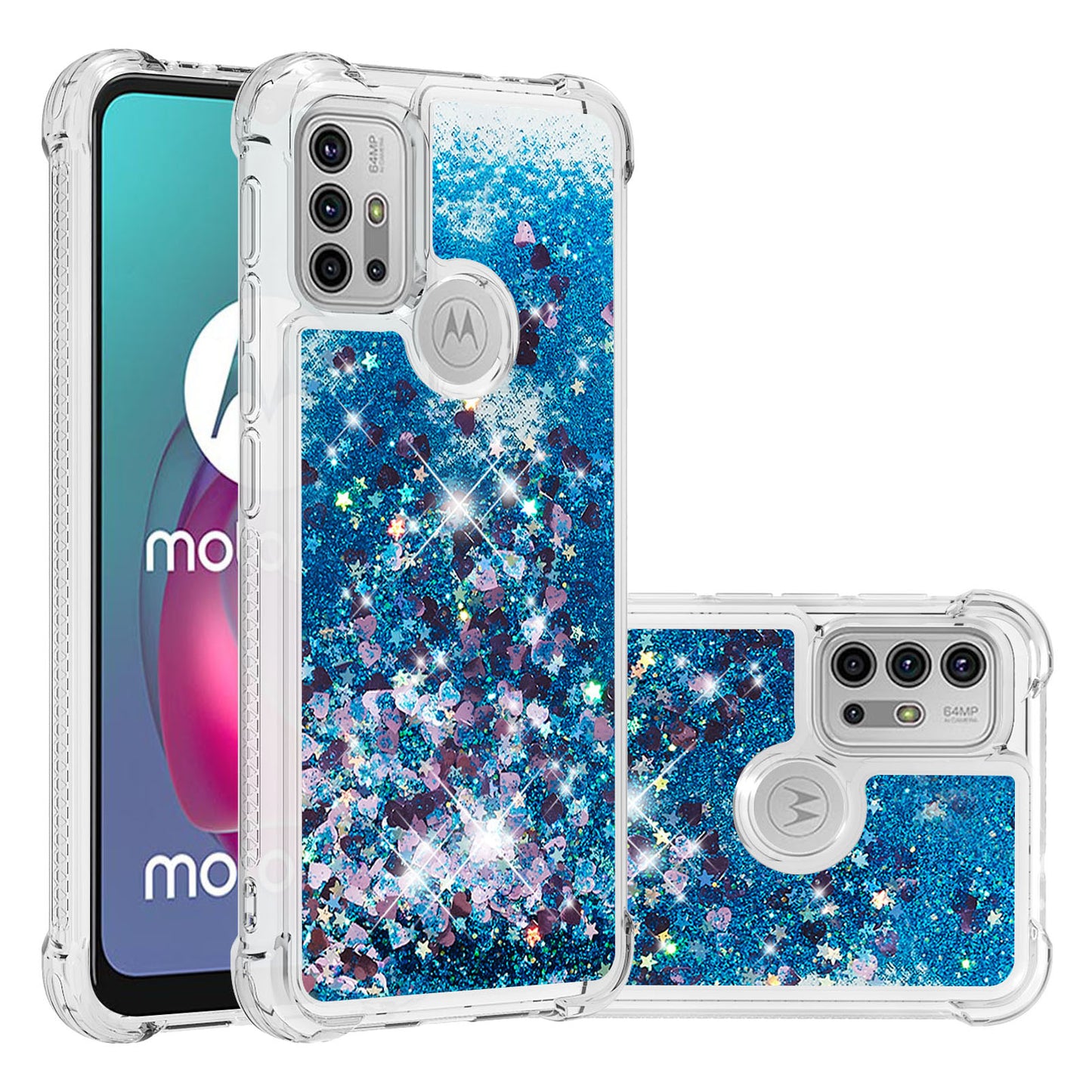 Moving Shiny Quicksand Glitter Reinforced Corners TPU Shell Cover for Motorola Moto G30/G20 /G10