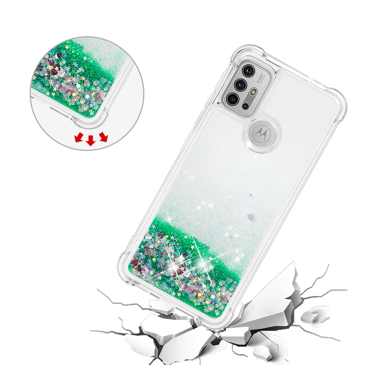 Moving Shiny Quicksand Glitter Reinforced Corners TPU Shell Cover for Motorola Moto G30/G20 /G10