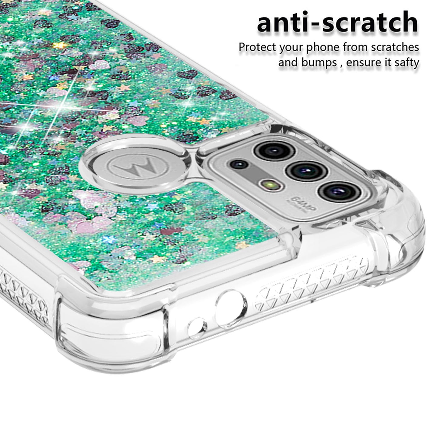 Moving Shiny Quicksand Glitter Reinforced Corners TPU Shell Cover for Motorola Moto G30/G20 /G10