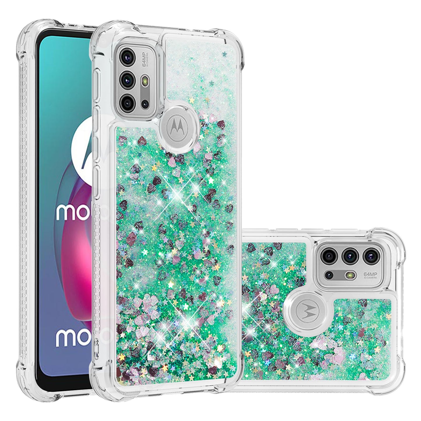 Moving Shiny Quicksand Glitter Reinforced Corners TPU Shell Cover for Motorola Moto G30/G20 /G10