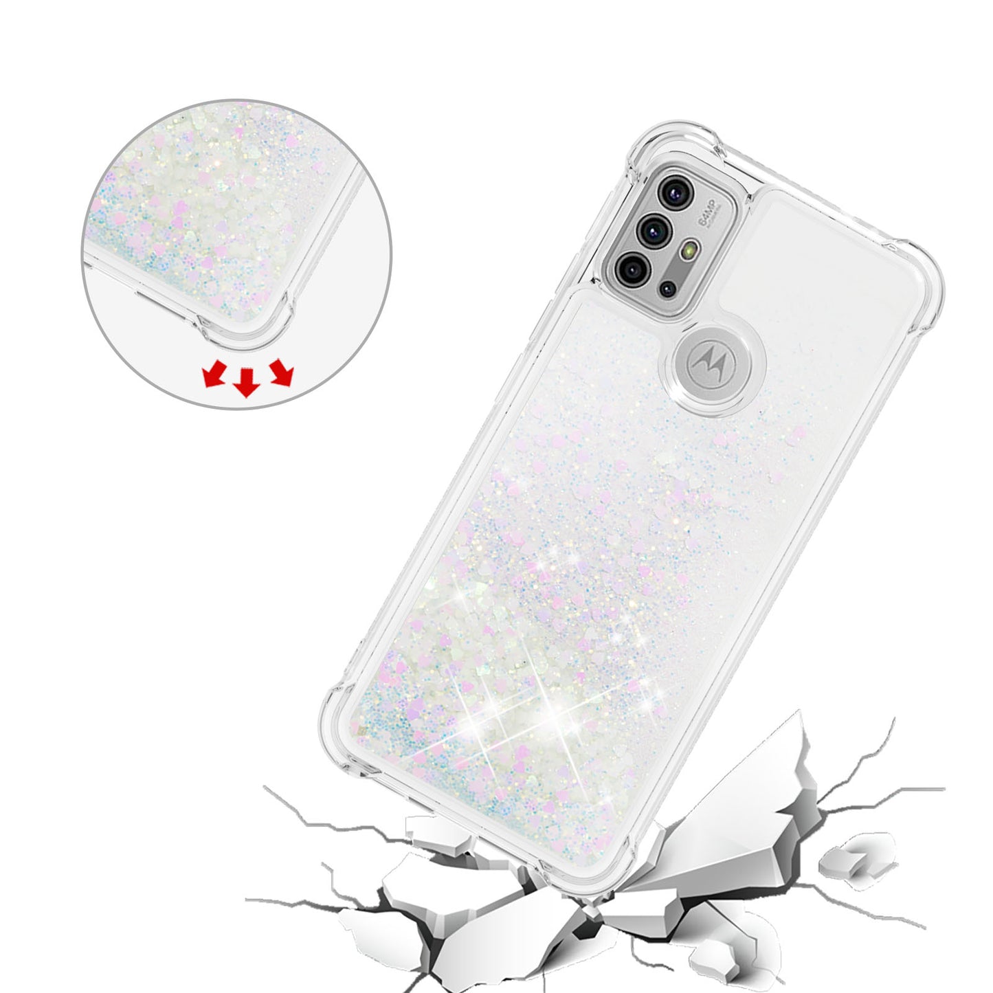 Moving Shiny Quicksand Glitter Reinforced Corners TPU Shell Cover for Motorola Moto G30/G20 /G10