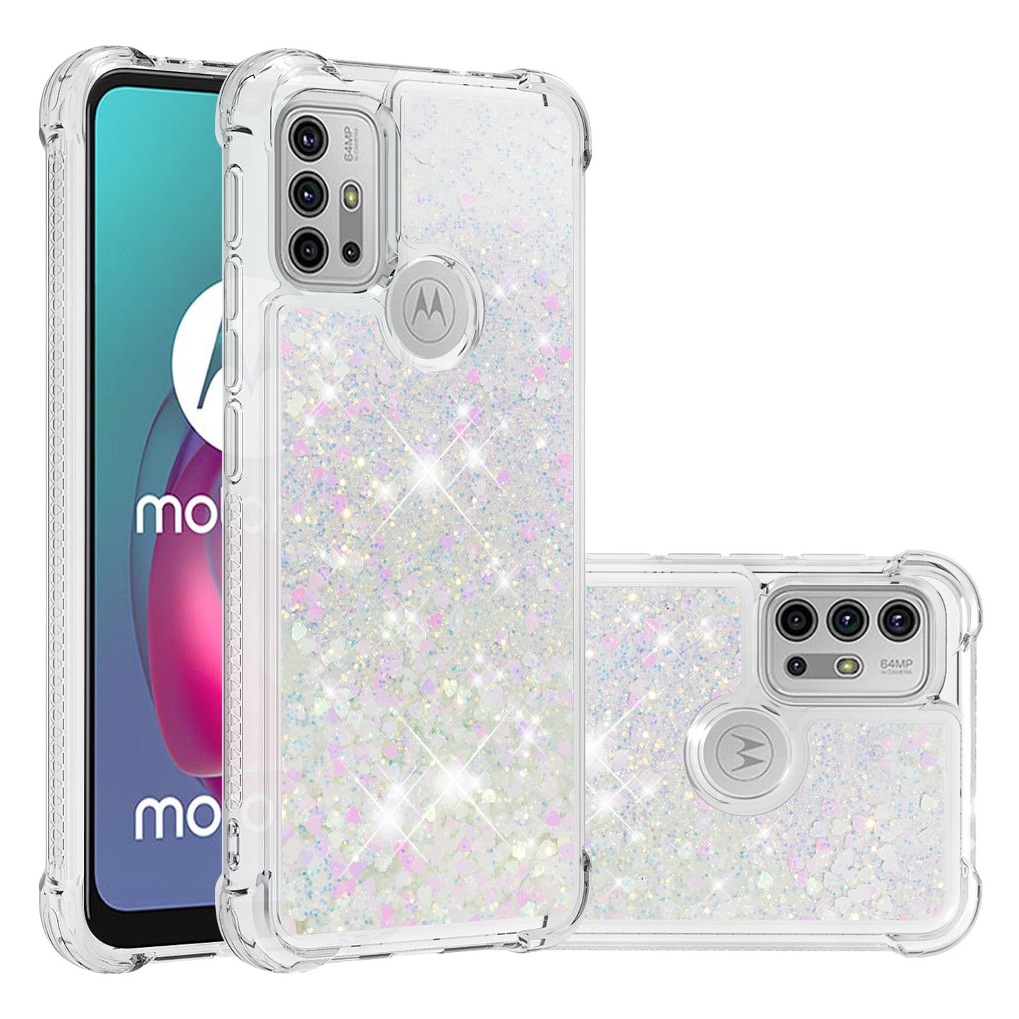 Moving Shiny Quicksand Glitter Reinforced Corners TPU Shell Cover for Motorola Moto G30/G20 /G10