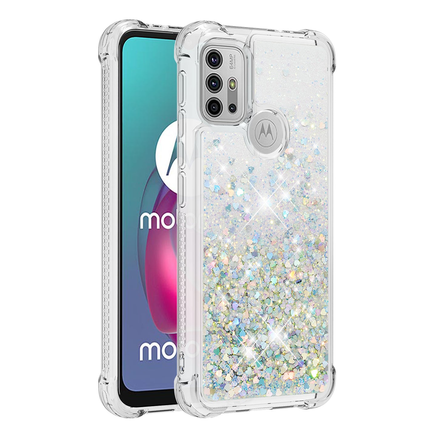 Moving Shiny Quicksand Glitter Reinforced Corners TPU Shell Cover for Motorola Moto G30/G20 /G10