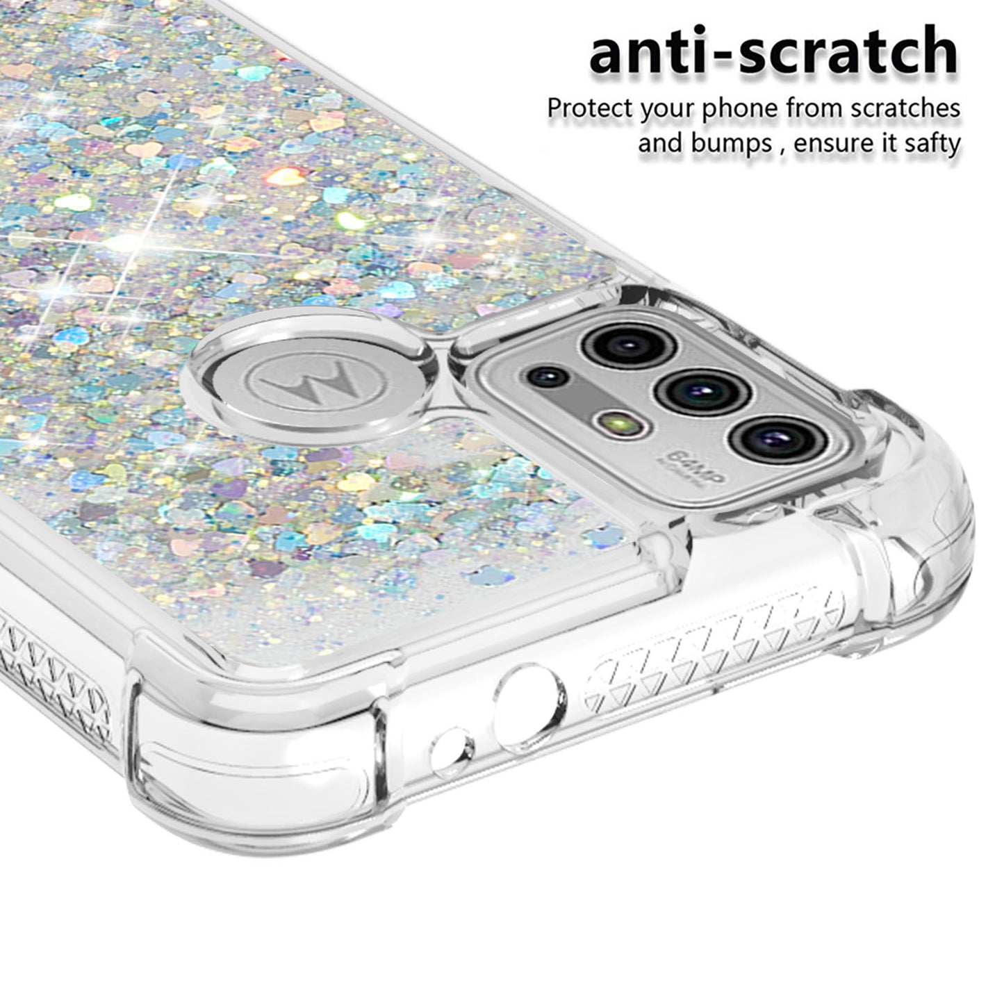 Moving Shiny Quicksand Glitter Reinforced Corners TPU Shell Cover for Motorola Moto G30/G20 /G10