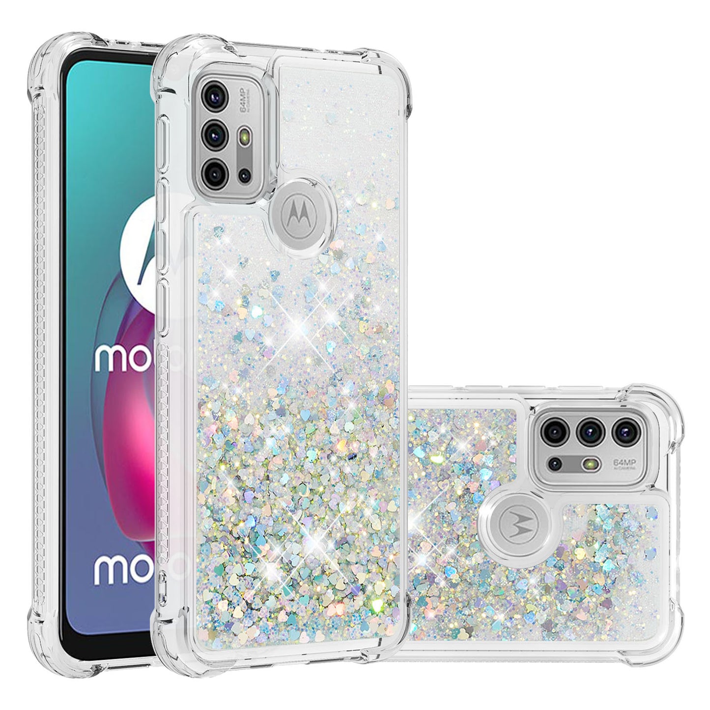 Moving Shiny Quicksand Glitter Reinforced Corners TPU Shell Cover for Motorola Moto G30/G20 /G10