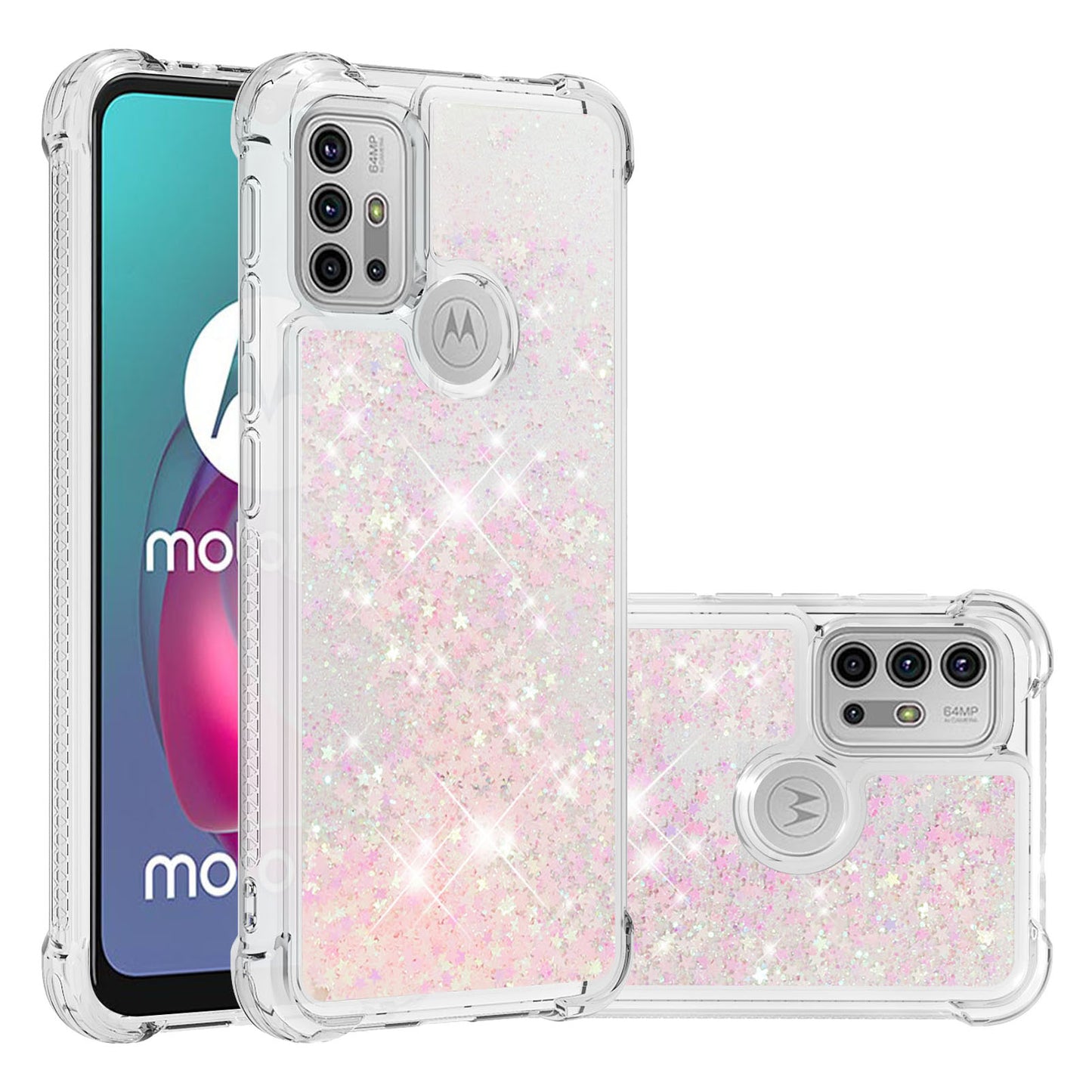 Moving Shiny Quicksand Glitter Reinforced Corners TPU Shell Cover for Motorola Moto G30/G20 /G10