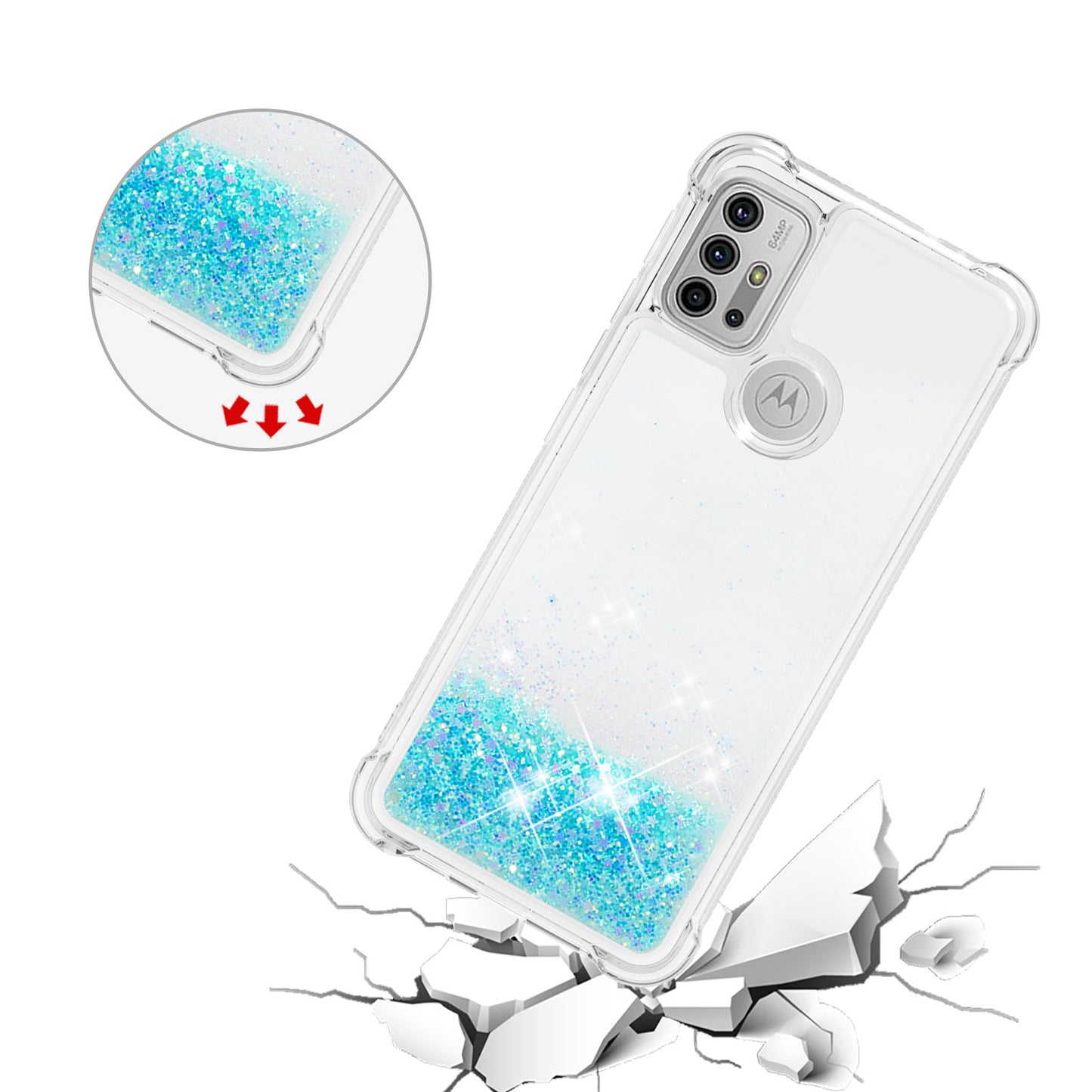 Moving Shiny Quicksand Glitter Reinforced Corners TPU Shell Cover for Motorola Moto G30/G20 /G10