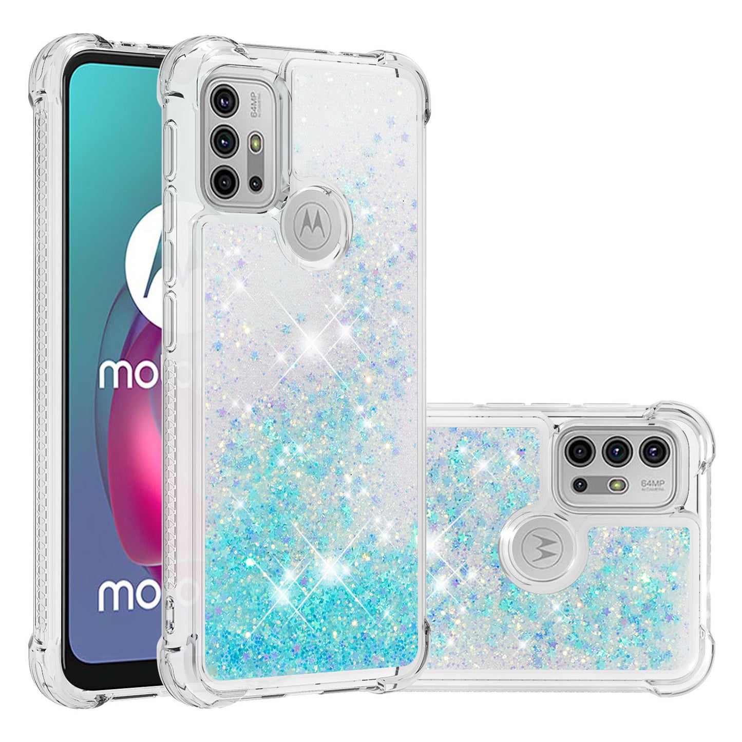 Moving Shiny Quicksand Glitter Reinforced Corners TPU Shell Cover for Motorola Moto G30/G20 /G10