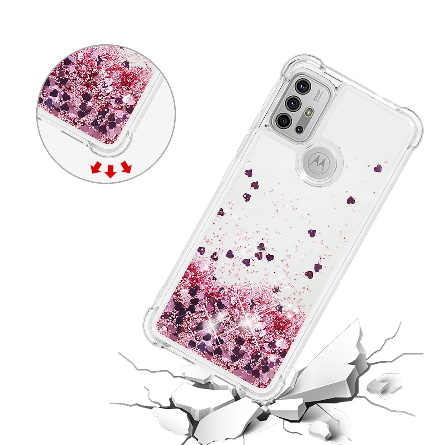 Moving Shiny Quicksand Glitter Reinforced Corners TPU Shell Cover for Motorola Moto G30/G20 /G10