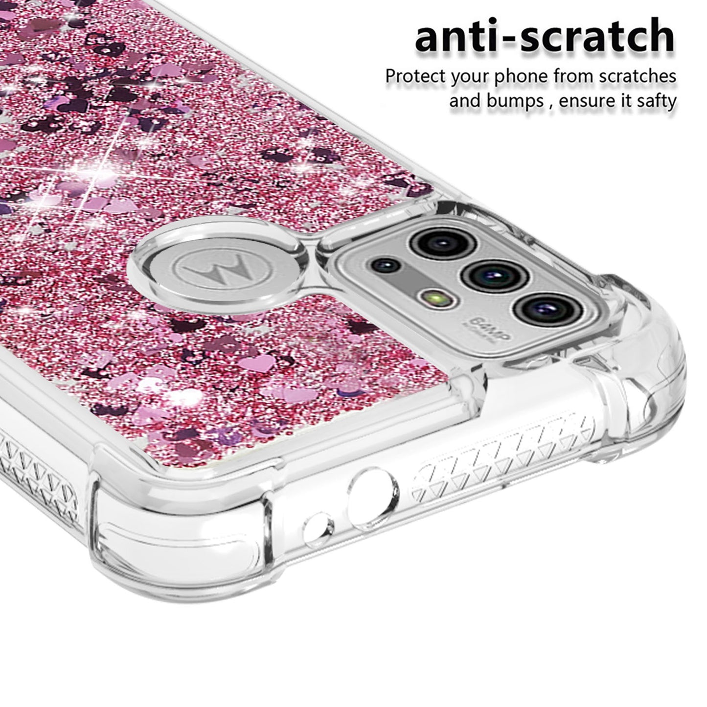 Moving Shiny Quicksand Glitter Reinforced Corners TPU Shell Cover for Motorola Moto G30/G20 /G10