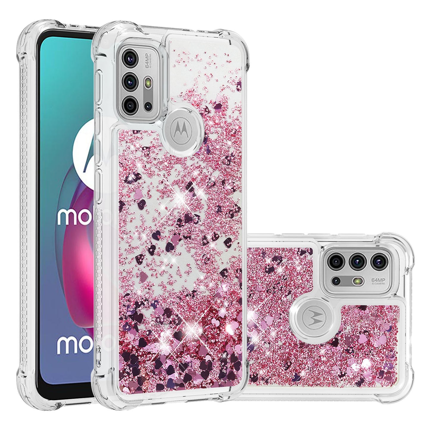 Moving Shiny Quicksand Glitter Reinforced Corners TPU Shell Cover for Motorola Moto G30/G20 /G10