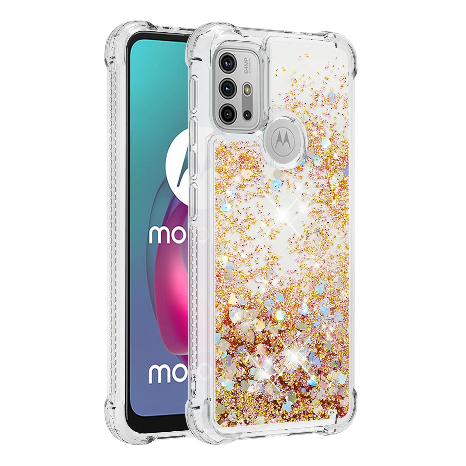 Moving Shiny Quicksand Glitter Reinforced Corners TPU Shell Cover for Motorola Moto G30/G20 /G10