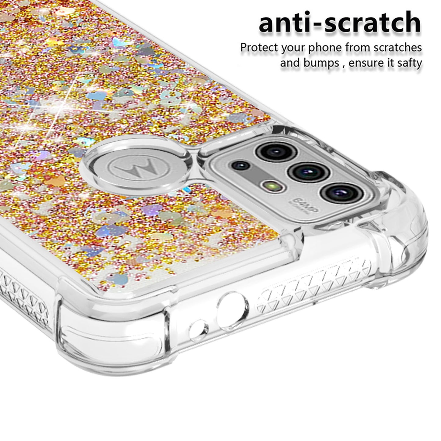 Moving Shiny Quicksand Glitter Reinforced Corners TPU Shell Cover for Motorola Moto G30/G20 /G10