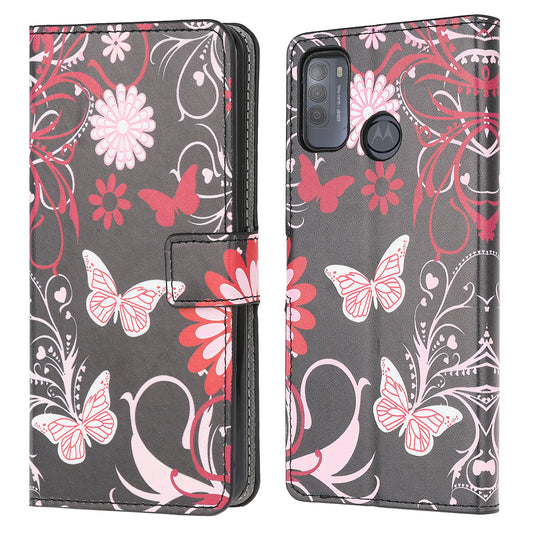 Pattern Printing Quality Leather Wallet Stand Case for Motorola Moto G50