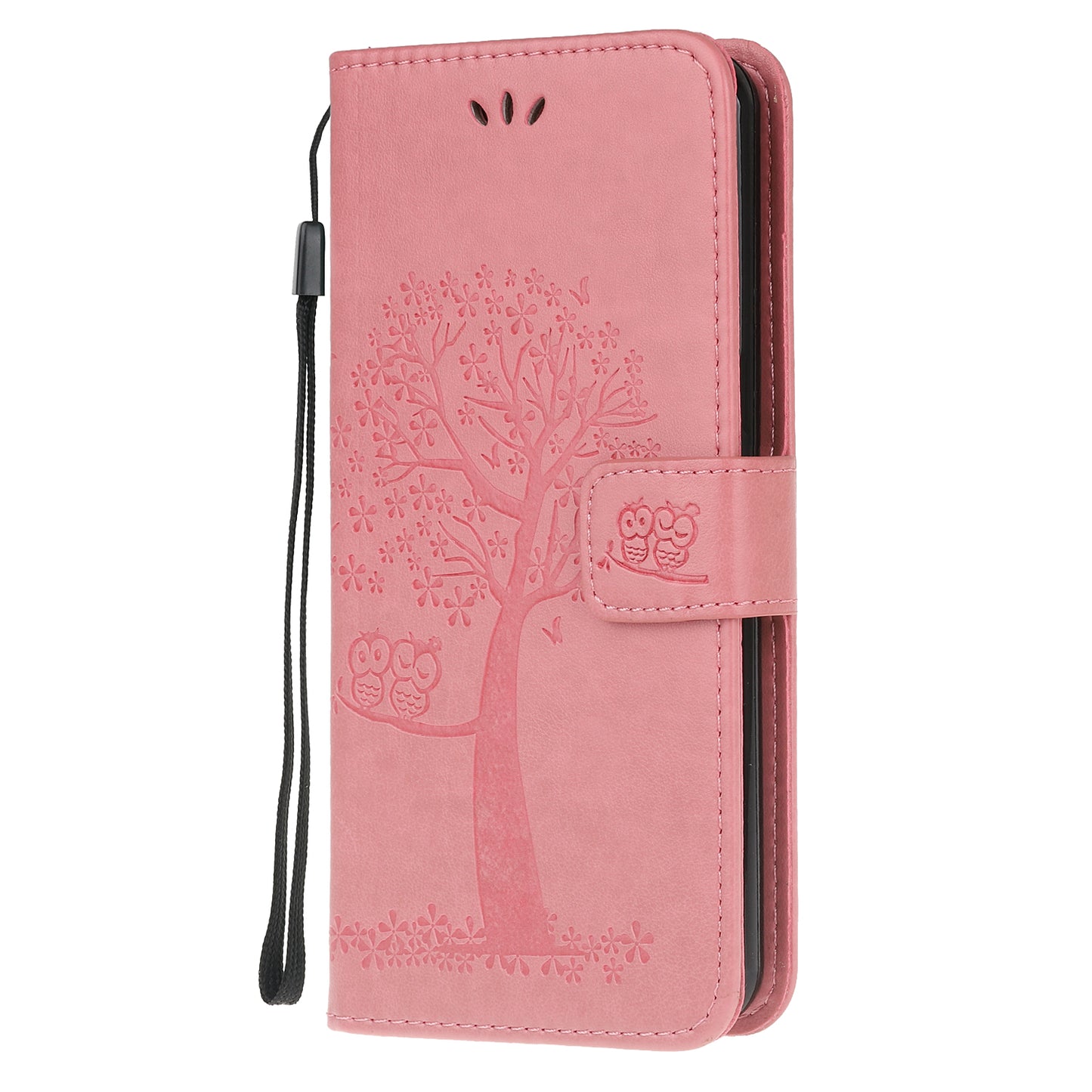 Owl and Tree Pattern Printing Design Leather Wallet Phone Cover for Motorola Moto G50