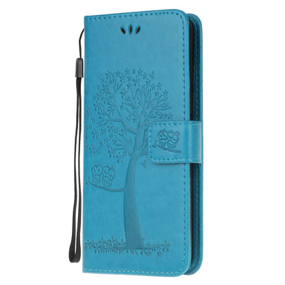 Owl and Tree Pattern Printing Design Leather Wallet Phone Cover for Motorola Moto G50