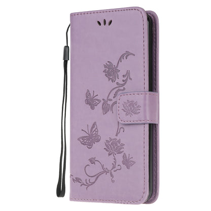 Imprint Butterfly Flower Leather Wallet Stand Phone Cover for Motorola Moto G50