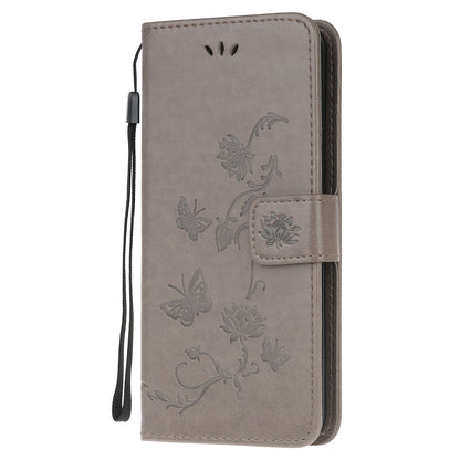 Imprint Butterfly Flower Leather Wallet Stand Phone Cover for Motorola Moto G50