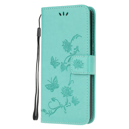 Imprint Butterfly Flower Leather Wallet Stand Phone Cover for Motorola Moto G50