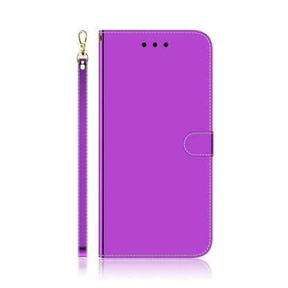 Full Protection Wallet Stand Design Mirror-like Surface Leather Case + Wrist Strap for Motorola Moto G10/G30/G20