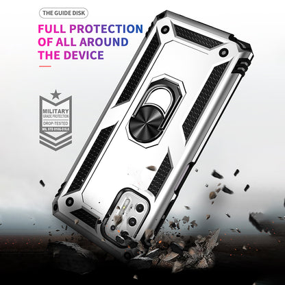 Hybrid PC + TPU + Metal Anti-Fall Phone Case Shell with Finger Ring Kickstand for Motorola Moto G Stylus 4G (2021)