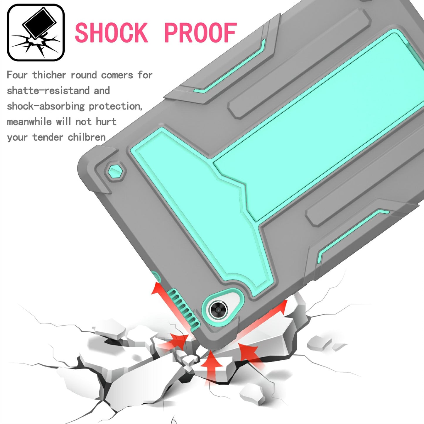 Foldable T-shaped Kickstand PC Silicone Shock-Proof Protector Cover for Lenovo Tab M10 HD Gen 2