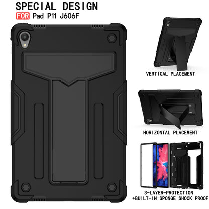 Foldable T-shaped Kickstand Shock-Proof PC Silicone Protector Cover for Lenovo Tab P11 / P11 5G 11 inch TB-J606F / J606X