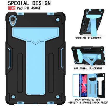 Foldable T-shaped Kickstand Shock-Proof PC Silicone Protector Cover for Lenovo Tab P11 / P11 5G 11 inch TB-J606F / J606X