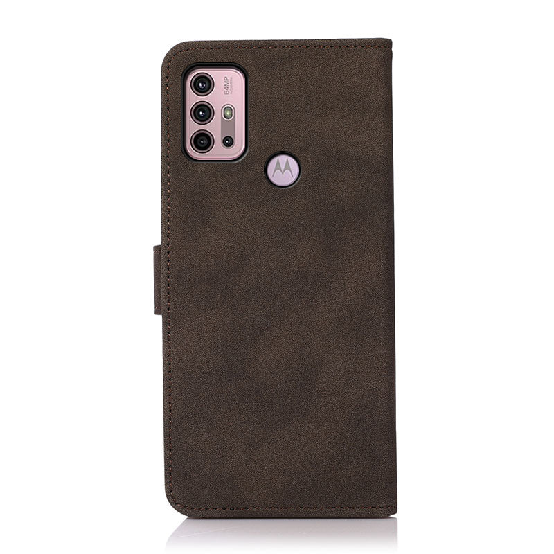 KHAZNEH Textured Leather Well-Protected Phone Cover Case with Wallet Stand Design for Motorola Moto G10/G30/G20