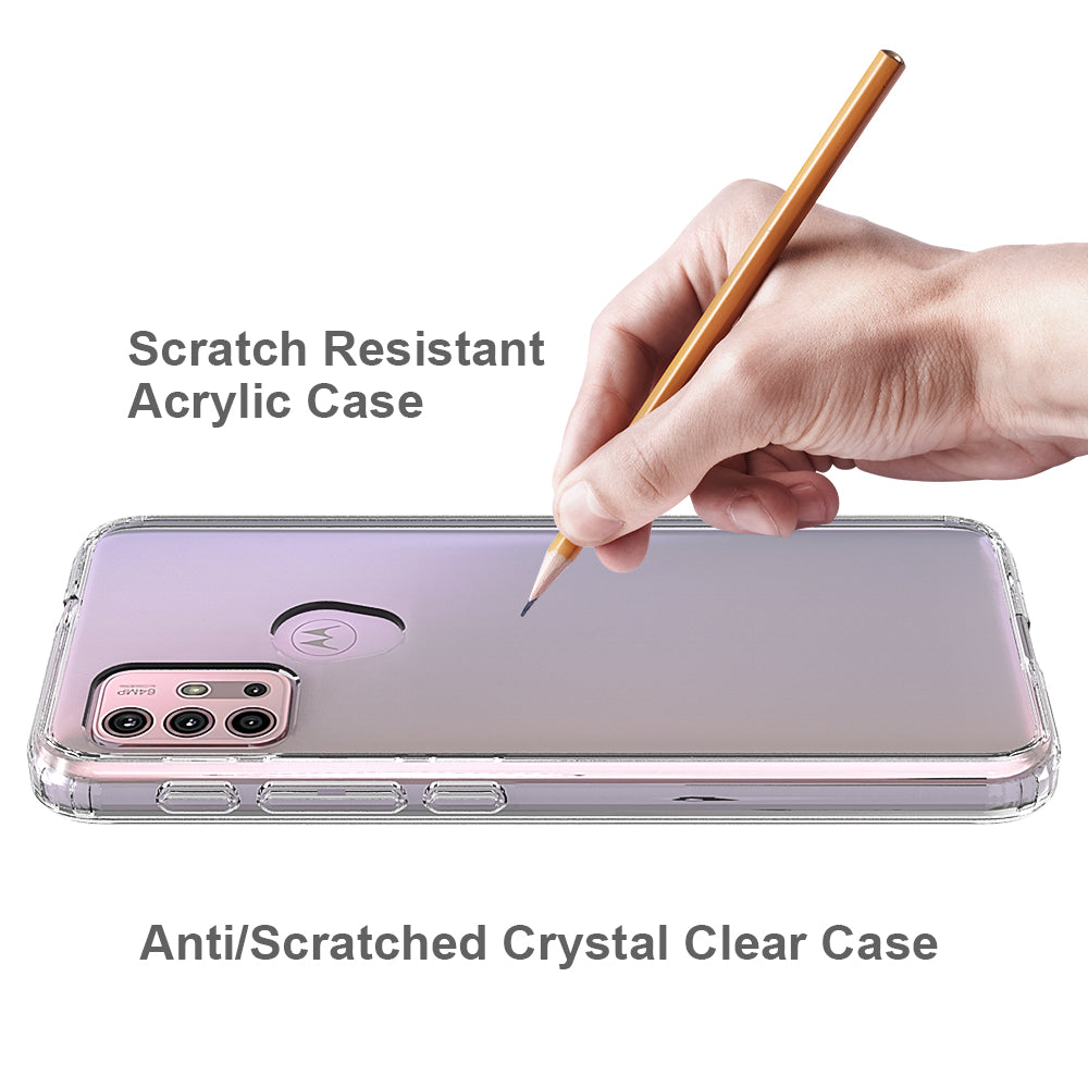 Four-Corner Anti-Drop Anti-Scratch Clear Acrylic + TPU Phone Case for Motorola Moto G30/G20 / G10