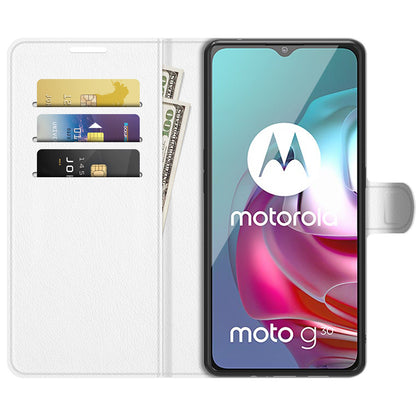 Litchi Texture Folio Flip Wallet Leather Phone Case with Stand for Motorola Moto G10/G30/G20