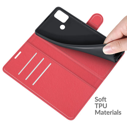 Litchi Texture Folio Flip Wallet Leather Phone Case with Stand for Motorola Moto G10/G30/G20